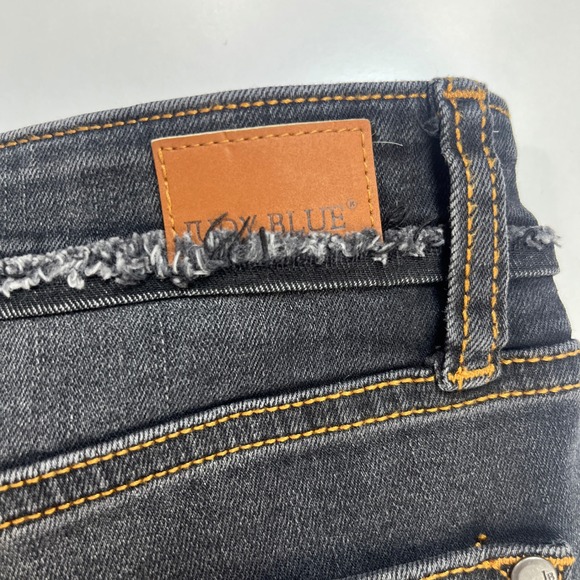 JUDY BLUE Slim Bootcut Jeans Women's Size 13 31 Black Frayed Hem - Picture 14 of 15